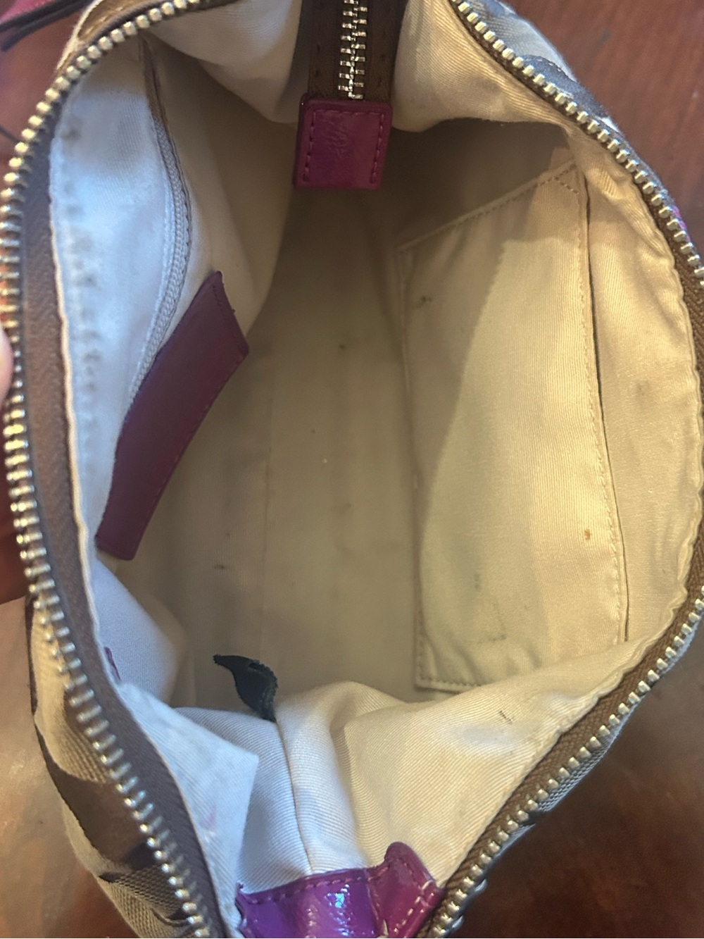 Coach Vintage Signature Canvas Shoulder Bag with Magenta Accents - Picture 15 of 16